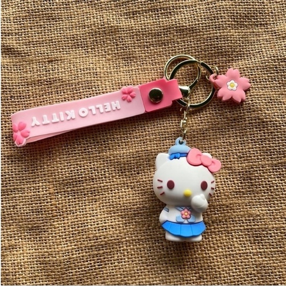SANRIO Hello kitty Blue Pink Charm Keychain Cute Kawaii Licensed Japan - Picture 4 of 6